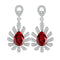 S925 silver cultured red sapphire earrings W 5.08ct