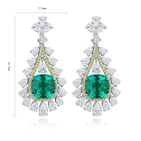 S925 silver cultured emerald earrings W 4.58ct