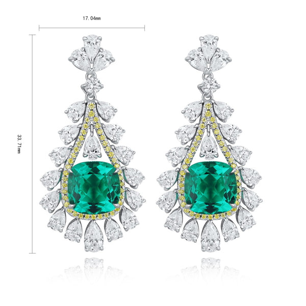 S925 silver cultured emerald earrings W 4.58ct