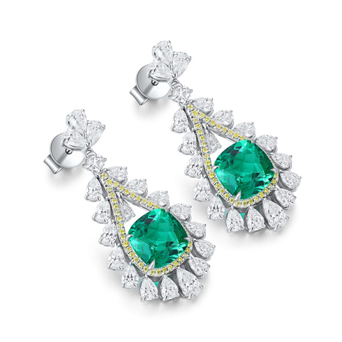 S925 silver cultured emerald earrings W 4.58ct