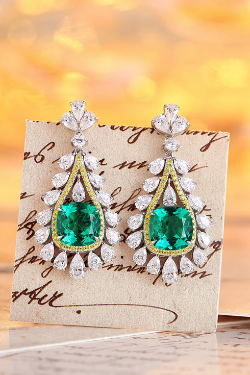 S925 silver cultured emerald earrings W 4.58ct