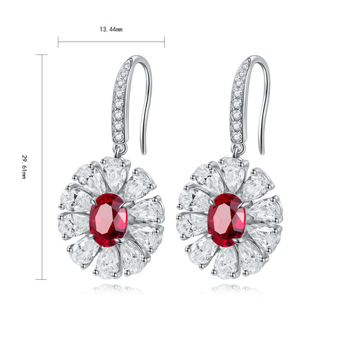 S925 silver cultured red sapphire earrings W 2.32ct