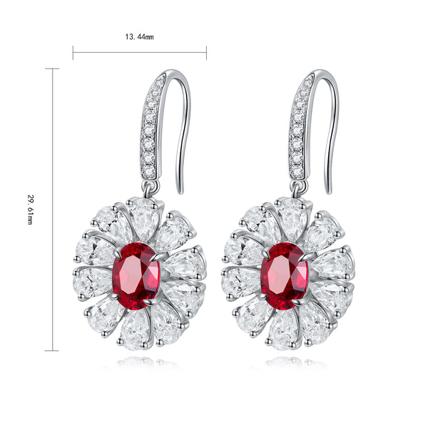 S925 silver cultured red sapphire earrings W 2.32ct