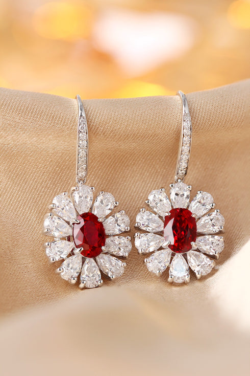 S925 silver cultured red sapphire earrings W 2.32ct