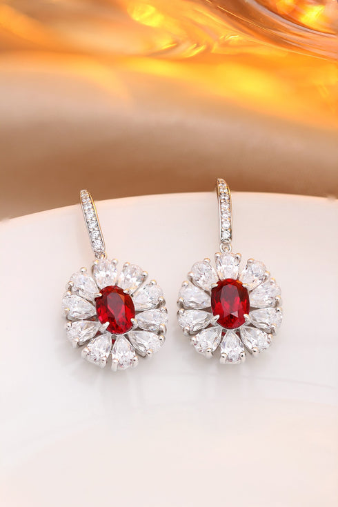 S925 silver cultured red sapphire earrings W 2.32ct