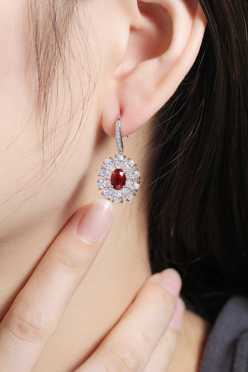 S925 silver cultured red sapphire earrings W 2.32ct