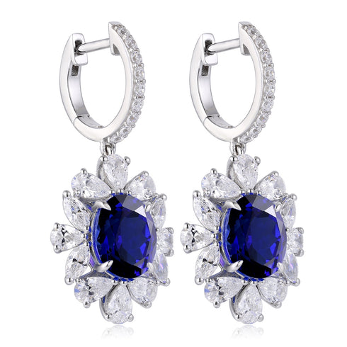 S925 silver cultured sapphire earrings W 7.35ct