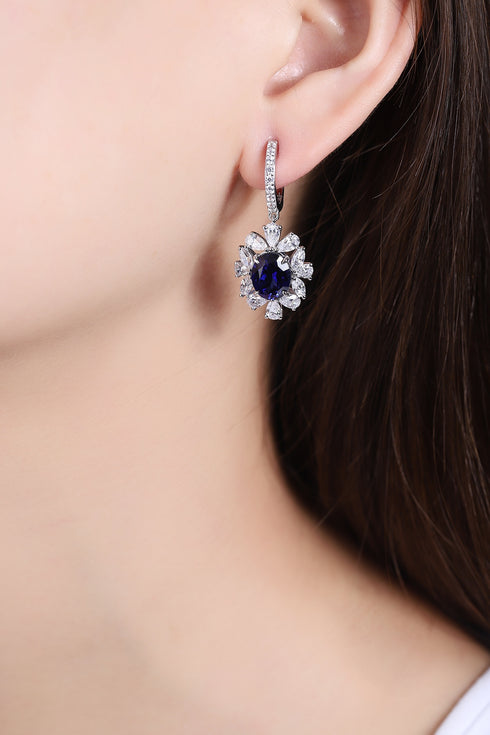 S925 silver cultured sapphire earrings W 7.35ct