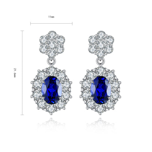 S925 silver cultured sapphire earrings A 2.32ct