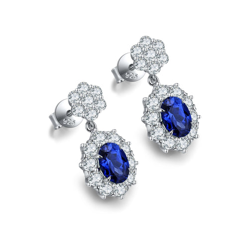S925 silver cultured sapphire earrings A 2.32ct