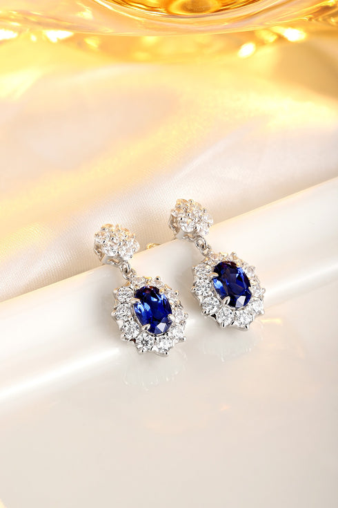 S925 silver cultured sapphire earrings A 2.32ct
