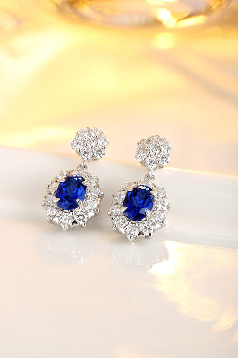S925 silver cultured sapphire earrings A 2.32ct