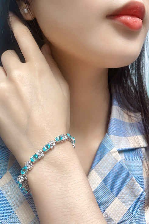 S925 silver cultured Paraiba bracelet