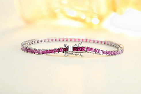 S925 silver cultured colored sapphire bracelet (CH03103-7)