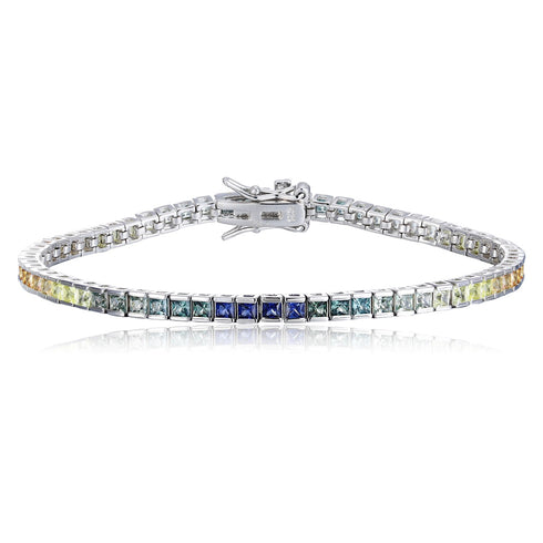 S925 silver cultured colored sapphire bracelet (CH03103-4)