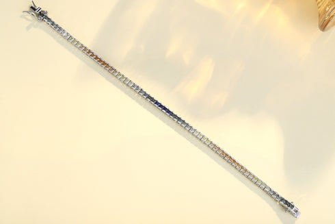 S925 silver cultured colored sapphire bracelet (CH03103-4)