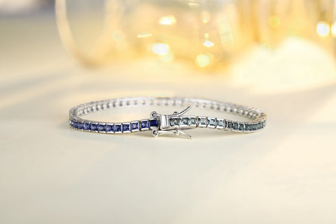 S925 silver cultured colored sapphire bracelet (CH03103-3)