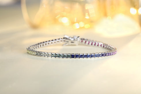 S925 silver cultured colored sapphire bracelet (CH03103-2)