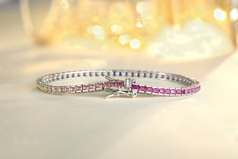 S925 silver cultured colored sapphire bracelet (CH03103-2)