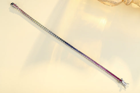 S925 silver cultured colored sapphire bracelet (CH03103-2)