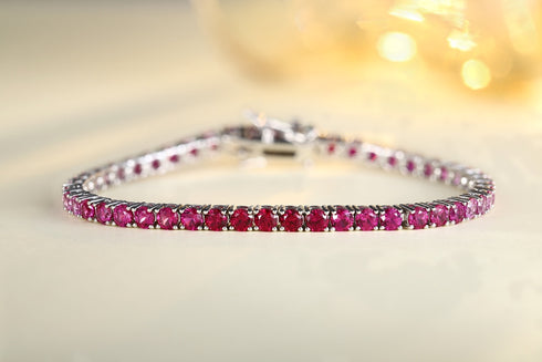 S925 silver cultured colored sapphire bracelet (CH03102-7)