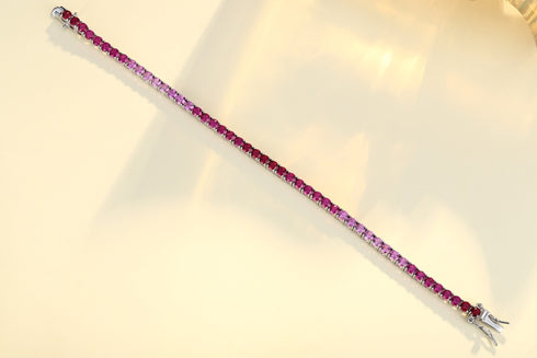 S925 silver cultured colored sapphire bracelet (CH03102-7)