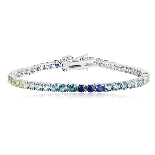 S925 silver cultured colored sapphire bracelet (CH03102-7)