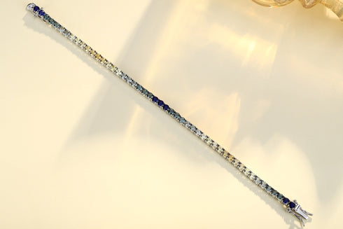 S925 silver cultured colored sapphire bracelet (CH03102-7)