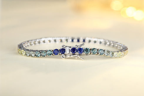 S925 silver cultured colored sapphire bracelet (CH03102-7)