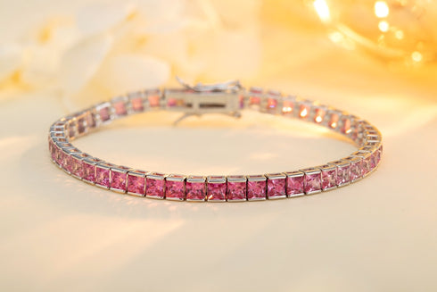 S925 silver cultured colored sapphire bracelet (CH03105-12)