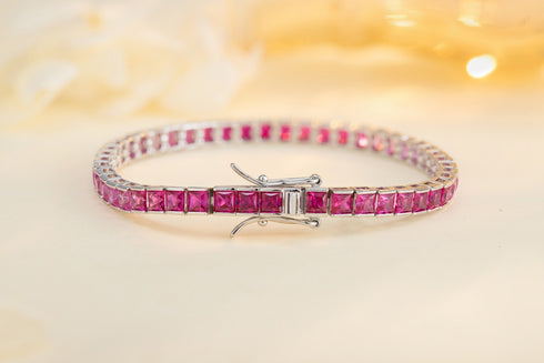 S925 silver cultured colored sapphire bracelet (CH03105-10)