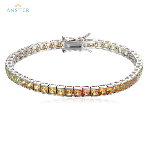 S925 silver cultured colored sapphire bracelet (CH03105-9)