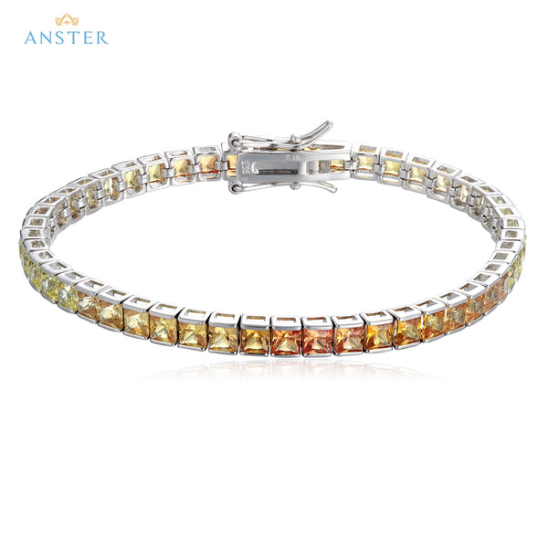 S925 silver cultured colored sapphire bracelet (CH03105-9)