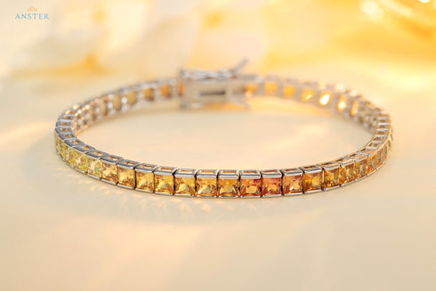 S925 silver cultured colored sapphire bracelet (CH03105-9)