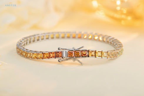 S925 silver cultured colored sapphire bracelet (CH03105-9)