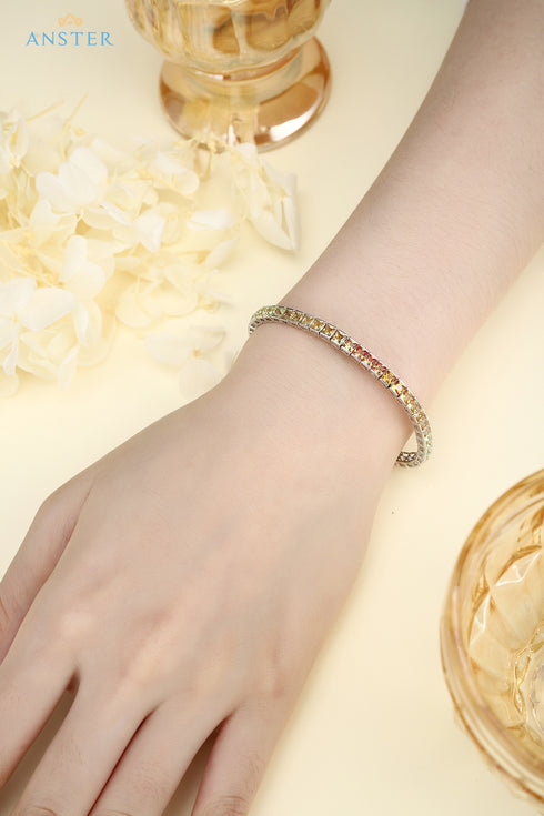 S925 silver cultured colored sapphire bracelet (CH03105-9)