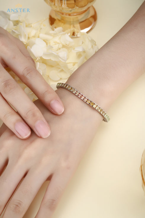 S925 silver cultured colored sapphire bracelet (CH03105-9)