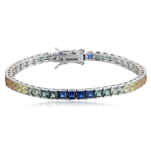 S925 silver cultured colored sapphire bracelet (CH03105-4)