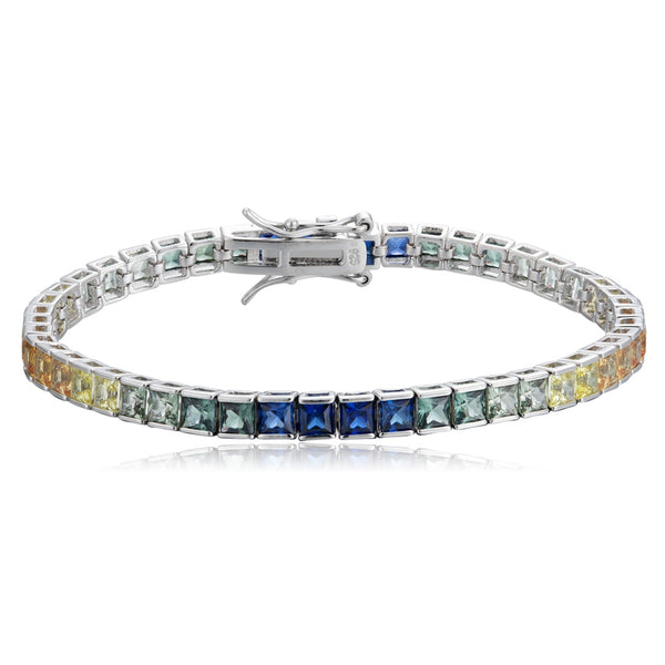 S925 silver cultured colored sapphire bracelet (CH03105-4)