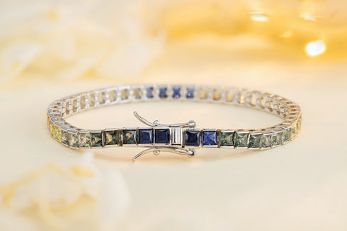 S925 silver cultured colored sapphire bracelet (CH03105-4)