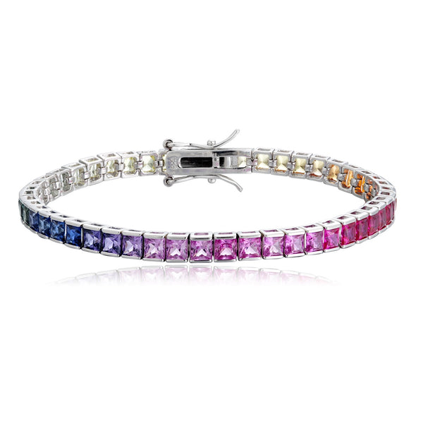 S925 silver cultured colored sapphire bracelet (CH03105-2)