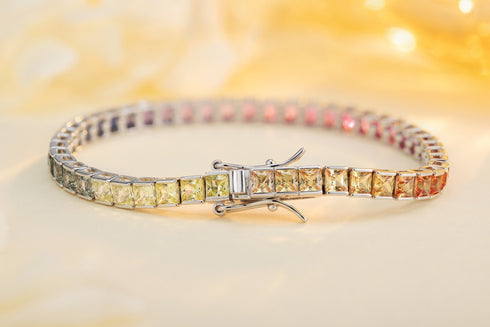 S925 silver cultured colored sapphire bracelet (CH03105-2)