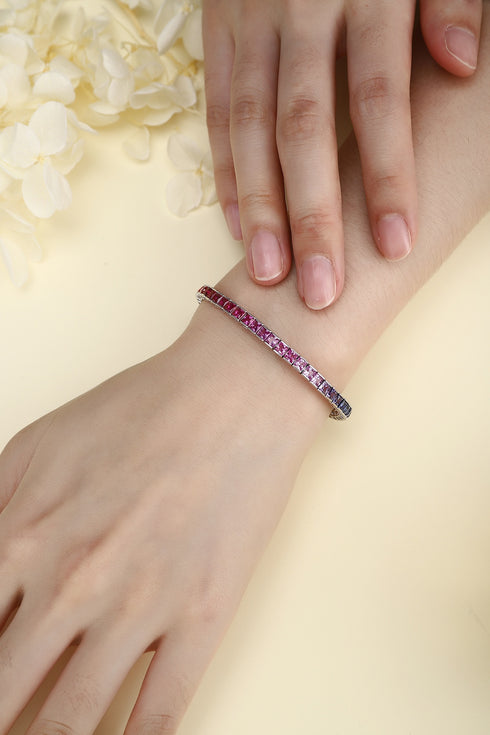 S925 silver cultured colored sapphire bracelet (CH03105-2)