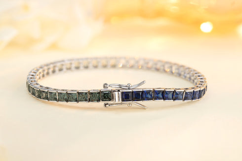 S925 silver cultured colored sapphire bracelet (CH03105-2)