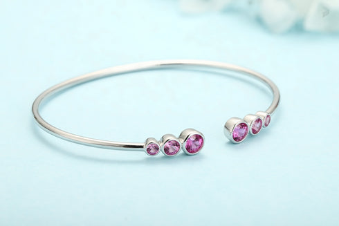 S925 silver cultured colored sapphire bracelet A (B20375)