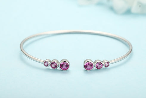 S925 silver cultured colored sapphire bracelet A (B20375)