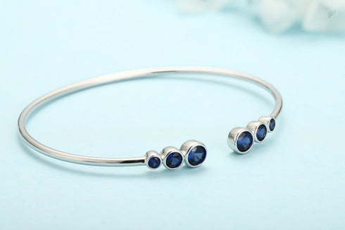 S925 silver cultured colored sapphire bracelet A (B20375)