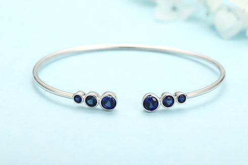 S925 silver cultured colored sapphire bracelet A (B20375)