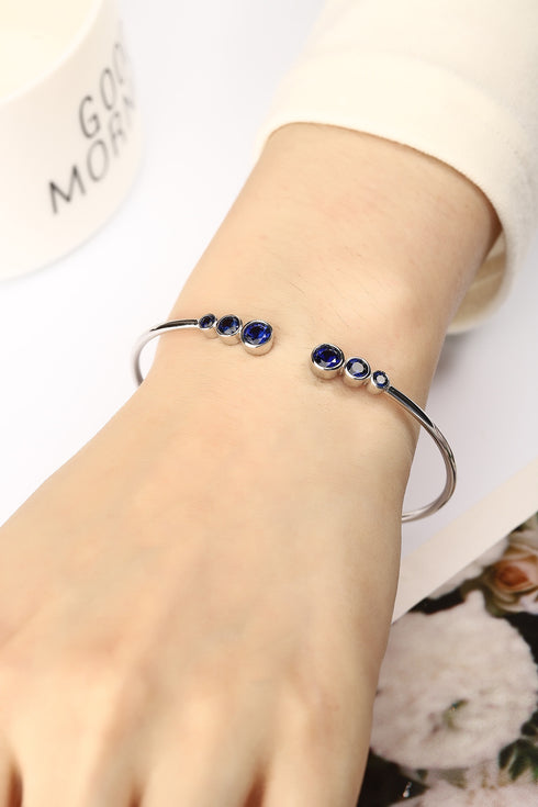 S925 silver cultured colored sapphire bracelet A (B20375)