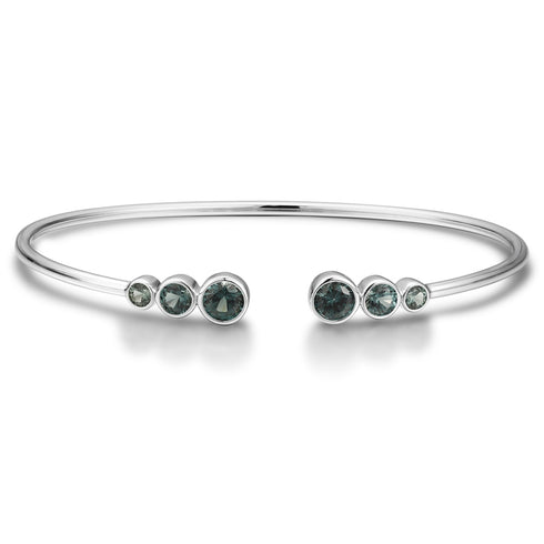 S925 silver cultured colored sapphire bracelet A (B20375)